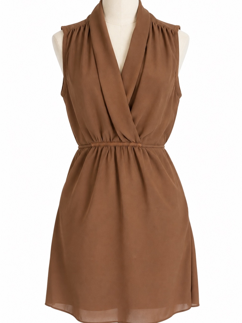 Wilfred Brown Sleeveless Wrap Mini Dress